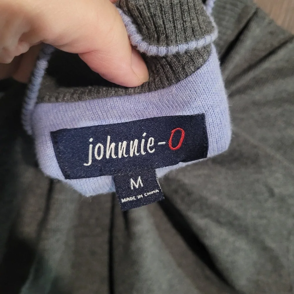 Johnnie-O Bailey Quarter-Zip Pullover Sweater M Charcoal Cotton Silk Blend FLAW